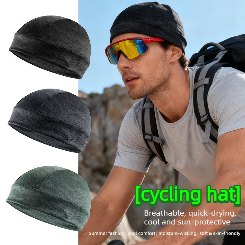 Skull Cap Helmet Liner - Sommerliche Eisseiden-Skullcap, dünner, atmungsaktiver, schnelltrocknender Fahrradhelm-Innenfutter,