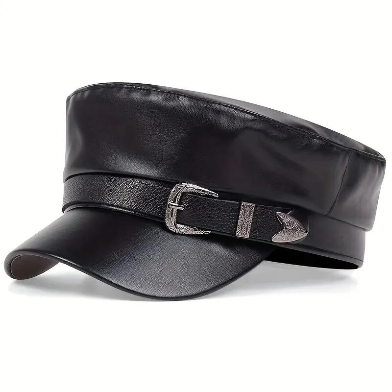 Snapback Hat Flat - Modische Damen-Hüte mit Großer Gürtelschnalle aus