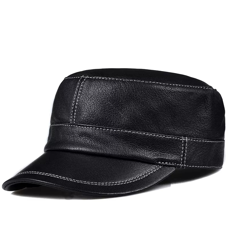 Baseball Cap Structured - Trend ige Lammfell Leder flache Zylinder