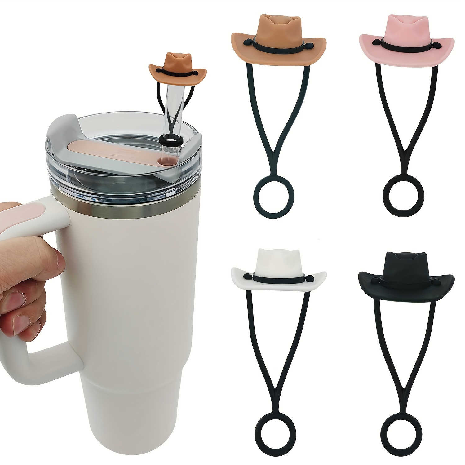 Cowboy Hat Straw - Silikon-Cowboyhut, Strohhut, Kappen, kompatibel mit Stanleys