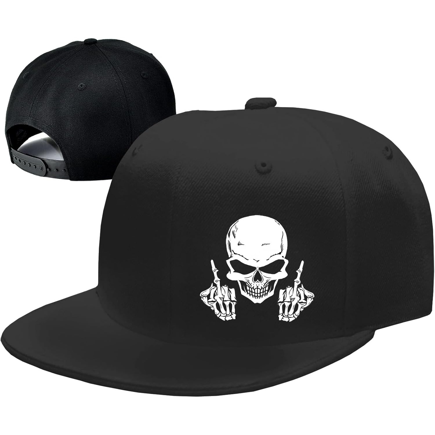 Snapback Hat Flat - Totenkopf-Mittelfinger-Hysteresenhüte für Herren, flache Bill-Hüte für