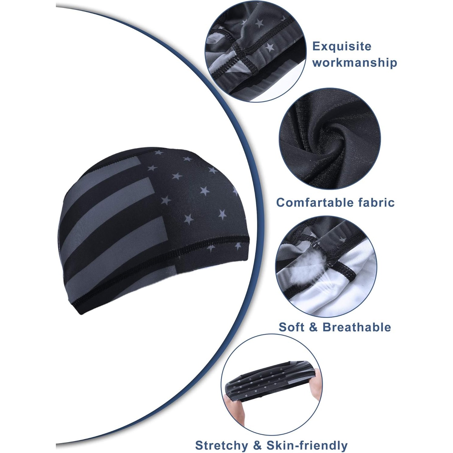 4x US-Flaggen-Totenkopfmütze,  – Skull Cap Helmet Liner Bewertung und Preis